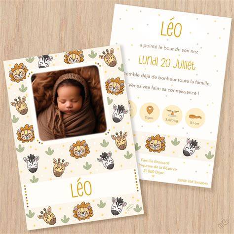 Faire-part naissance Simba dans savane