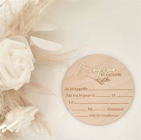 Carte ronde naissance Simba personnalisée