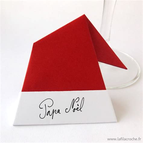 Bonnet de Noël papier marque-place table