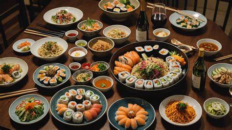 Plats asiatiques variés pour réveillon