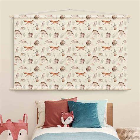 Chambre enfant tenture murale satin pastel