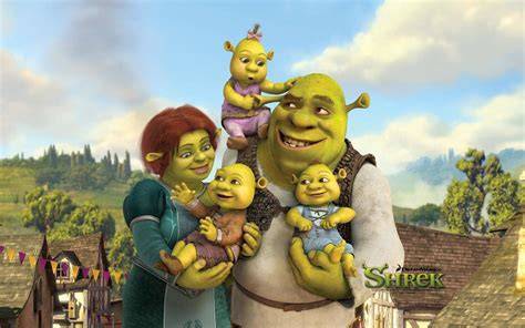 Famille déguisée en Shrek et Fiona