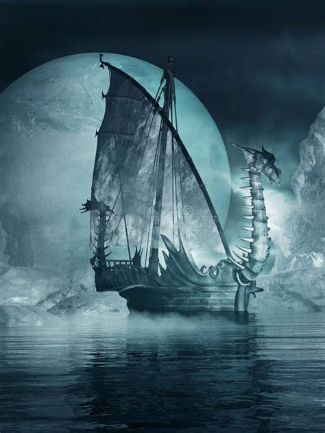 Drakkar viking sur mer nordique