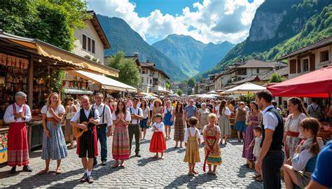 Fête de village avec manèges et animations