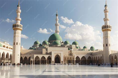Couple musulman devant la mosquée de Médine