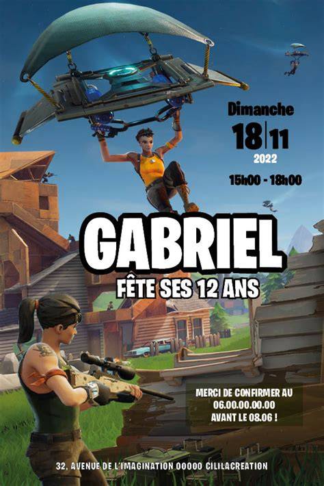 Invitation Fortnite numérique personnalisée