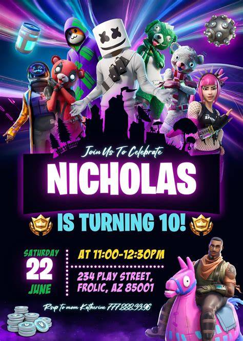 Collection de modèles invitations Fortnite