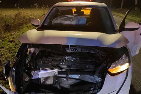 Voiture endommagée après collision avec sanglier