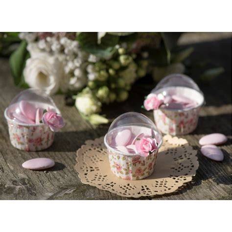 Boîte à dragées cupcake transparente