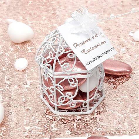 contenant dragées cage communion blanche