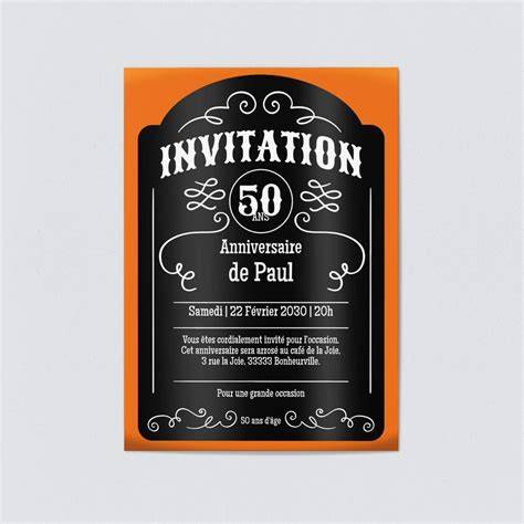 Invitation anniversaire homme 50 ans disco