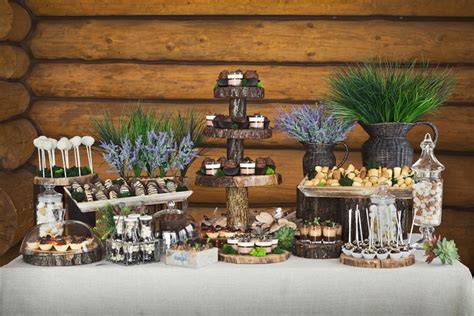 présentoir rondin bois gâteau mariage champêtre