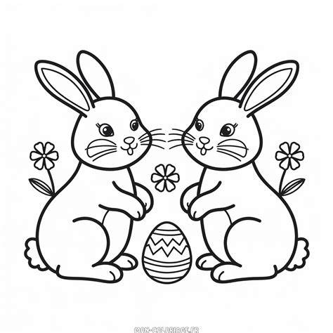 Enfants coloriage œufs lapins Pâques