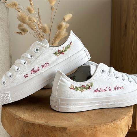 Baskets de mariage brodées fleurs