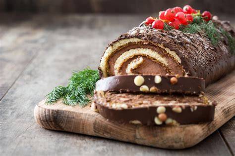 Décoration de bûche de Noël roulée