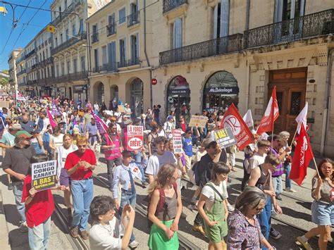 Manifestation syndicale place Albert 1er Montpellier