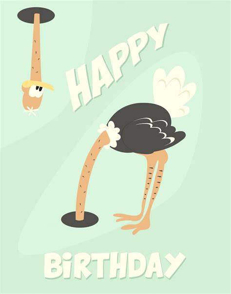 cartes anniversaire autruche illustration