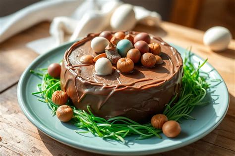 Gâteau nid de Pâques décoré en chocolat