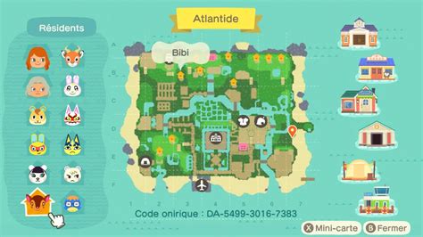 Carte 2D d’une île Animal Crossing