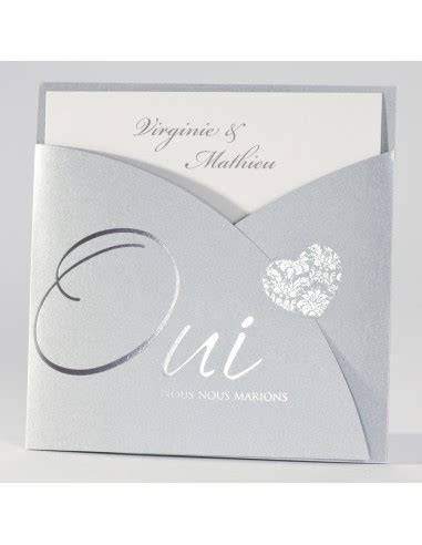 Faire-part mariage argenté avec photo
