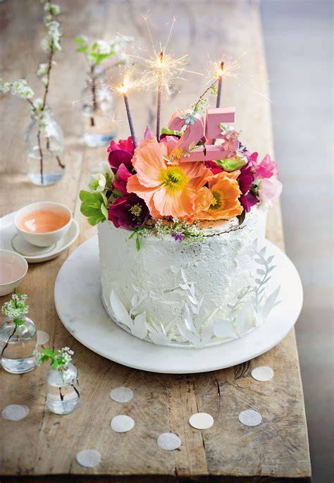 Fleurs et gâteau pour anniversaire de Juliette