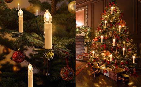 Guirlande de bougies LED sur sapin