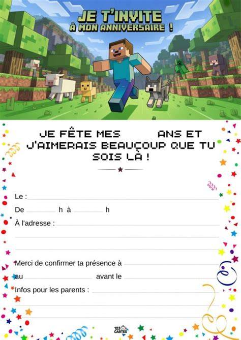 Cartes d'invitation Minecraft illustration