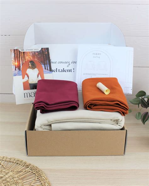 box couture créative avec tissu et patron