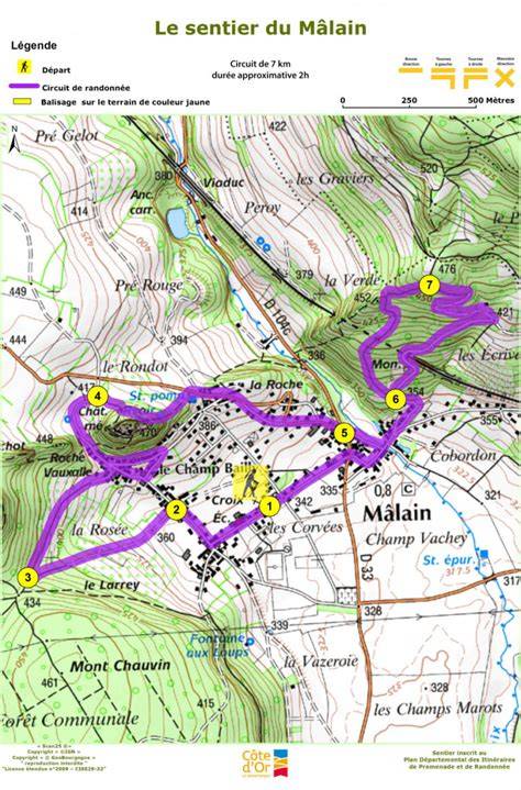 Carte d’accès à Mâlain depuis Dijon