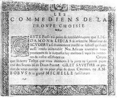 Plus ancien programme français de théâtre 1629