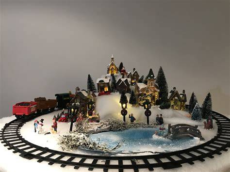 Village de Noël avec train miniature