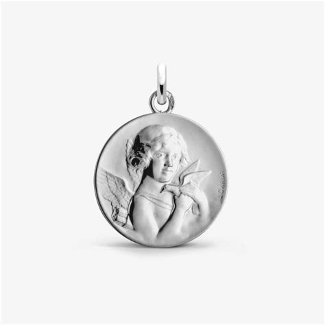 médaille ange baptême or blanc