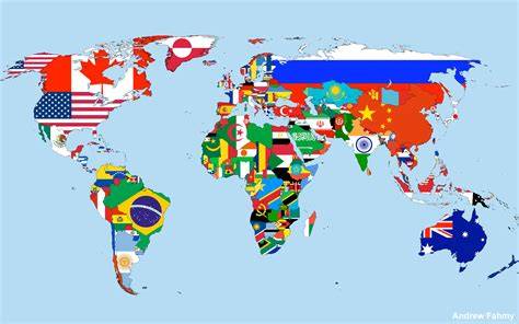 Carte du monde avec drapeaux de pays du carnaval