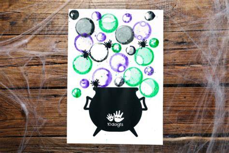 Chaudron Halloween en peinture bulles