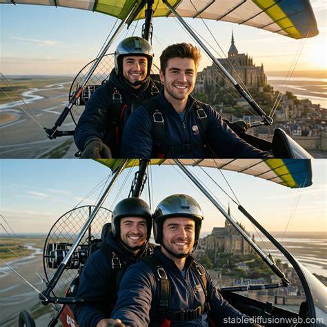 ULM survolant le Mont-Saint-Michel