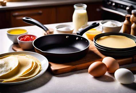 Ingrédients et ustensiles pour crêpes