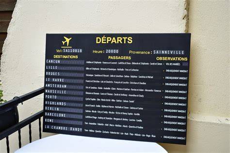tableau affichage aéroport mariage