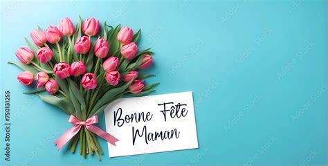 Carte bleue bonne fête maman fleurs
