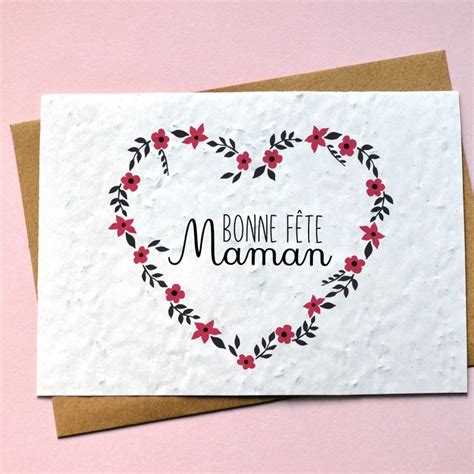 Carte cœur fleuri bonne fête maman