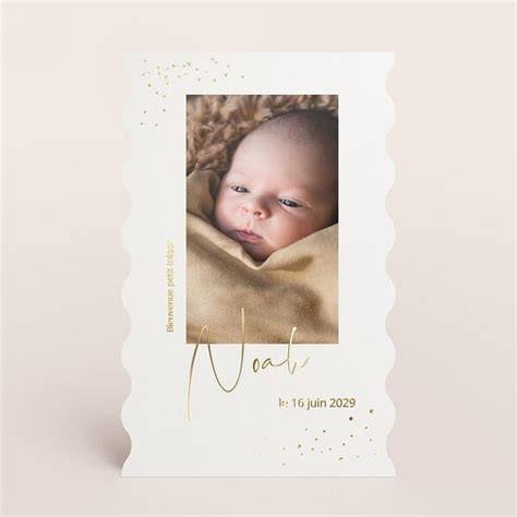 Faire-part naissance brillant avec dorure