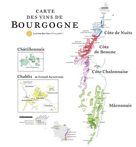 Carte des vignobles et châteaux de Bourgogne