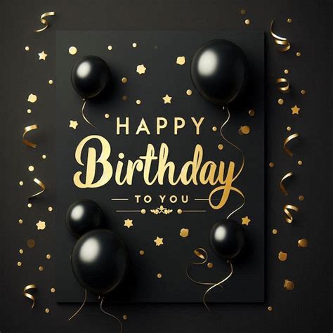 Carte anniversaire chic noir et or