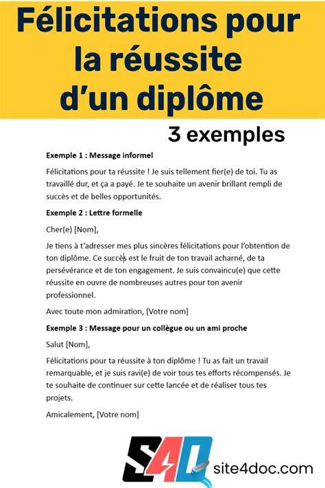 Modèle de félicitations pour diplôme