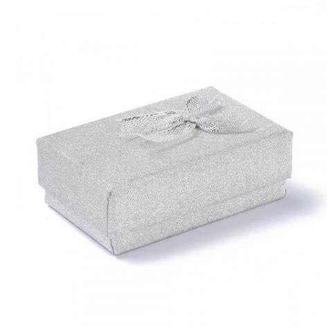 Boîte carrée papillon paillettes argent