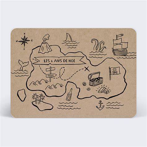 Carte au trésor pirate pour anniversaire enfant