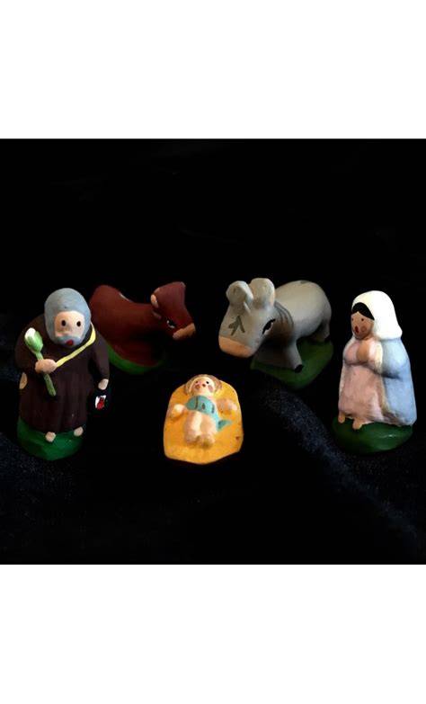 Ensemble de santons Sainte Famille âne bœuf