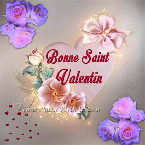 Message de Saint-Valentin entouré de fleurs éclatantes et de rubans