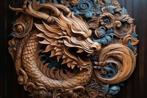 Dragon chinois en bois, symbole de renouveau
