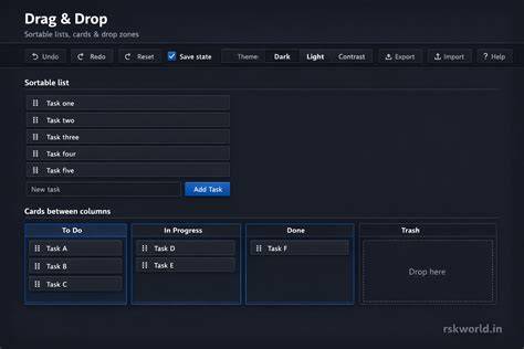 Interface drag and drop avec zone de dépôt
