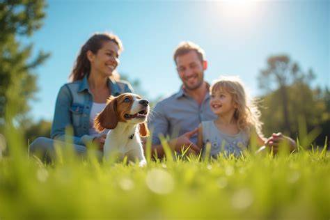 Famille accueillant un chiot